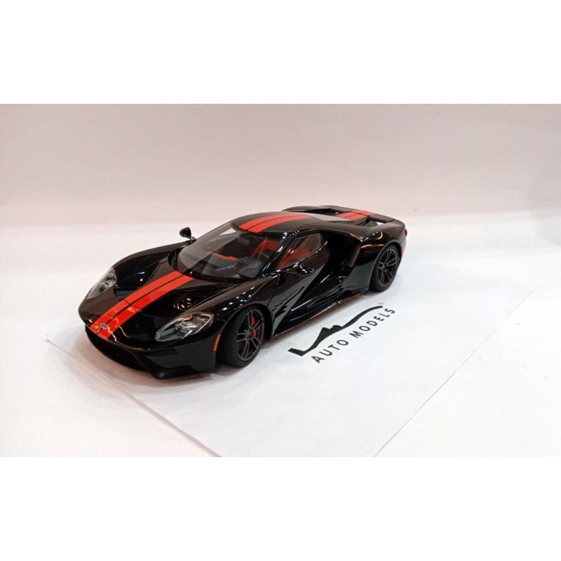 Autoart Ford GT 2017 Shadow Black/Orange Stripes