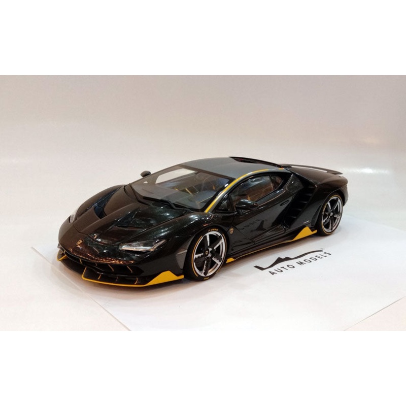 Autoart Lamborghini Centenario Clear Carbon w/Yellow Accents Black Carbon