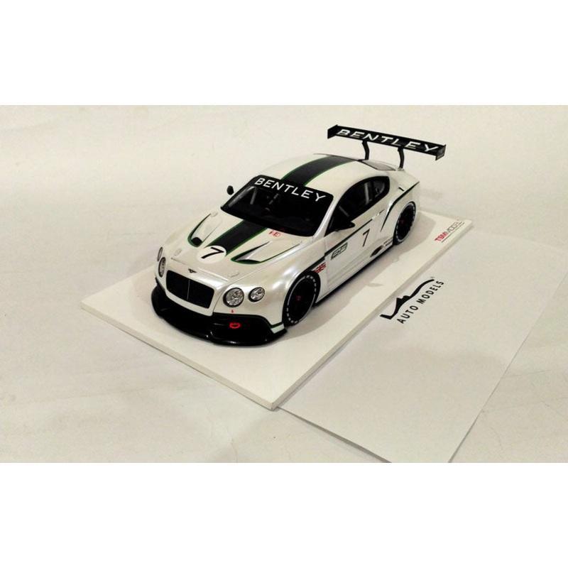 True Scale Model Bentley Continental GT3 N.7 Mondial De L’Automobile 2012 White Green