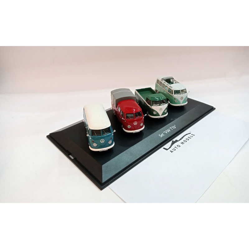 Schuco Volkswagen Set 4X T1b Samba – T1b Van – T1b Pick-Up Open – T1b Pick-Up Close Double Cabine