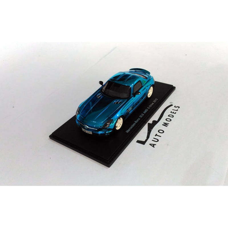 Spark Model Mercedes Benz SLS AMG Coupe E-Drive 2012 Electric Blue Plated