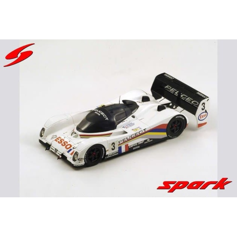 Spark Model Peugeot 905 EVO1B 3.5L V10 Team Peugeot Talbot Sport N.3 Winner  Le Mans 1993 G. Brabham-C. Bouchut-E.Helary White