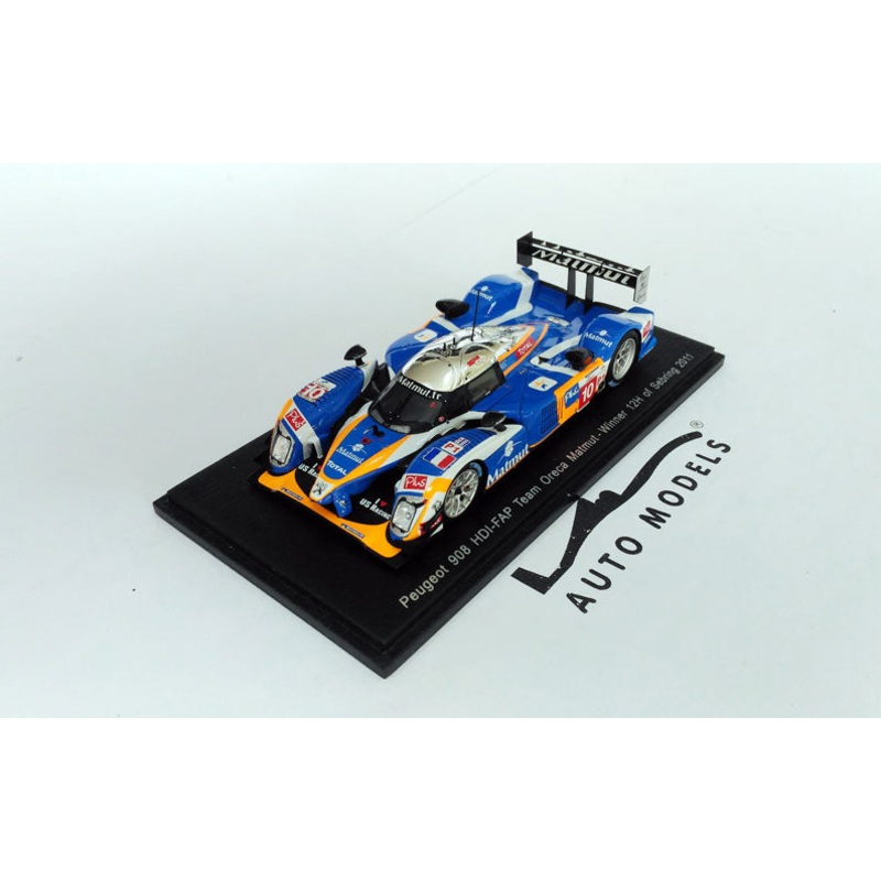 Spark Model Peugeot 908 HDI-FAP N.10 Winner 12h Sebring 2011 N.Lapierre-L.Duval-O.Panis Light Blue