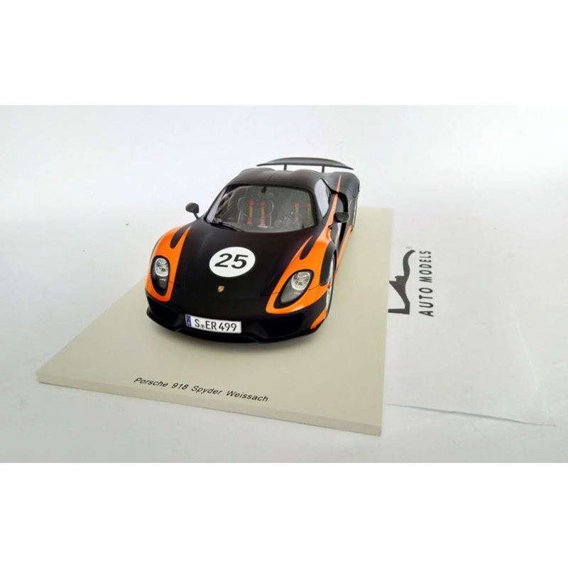 Spark Model Porsche 918 Spider N.25 Weissach Package Matte Black Orange