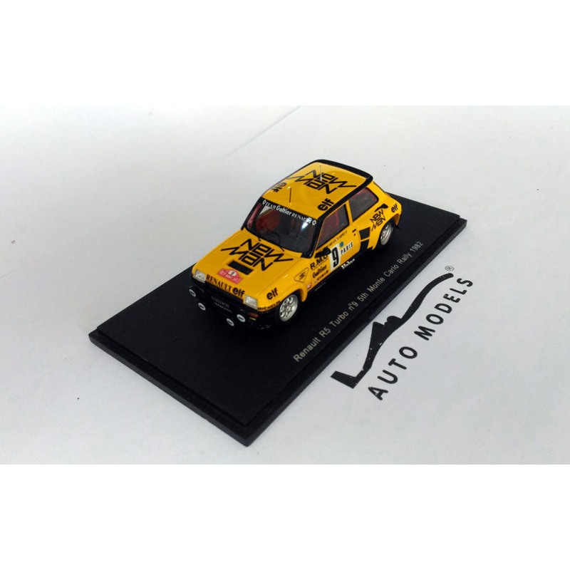 Spark Model Renault R5 Turbo N.9 5th Rally Montecarlo 1982 B. Saby – F. Sappey Yellow Black