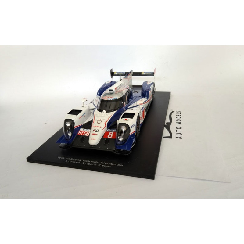 Spark Model Toyota TS040 3.7L V8 Hybrid Team Toyota Racing N.8 3rd 24h Le Mans 2014 A. Davidson – S. Buemi – N. Lapierre White Blue