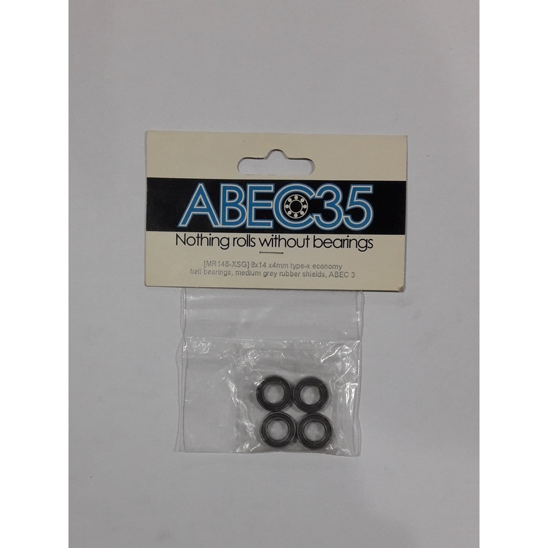 ABEC35 Bearing 8x14x4mm Type-X Economy Medium Grey Rubber Shields, ABEC 3