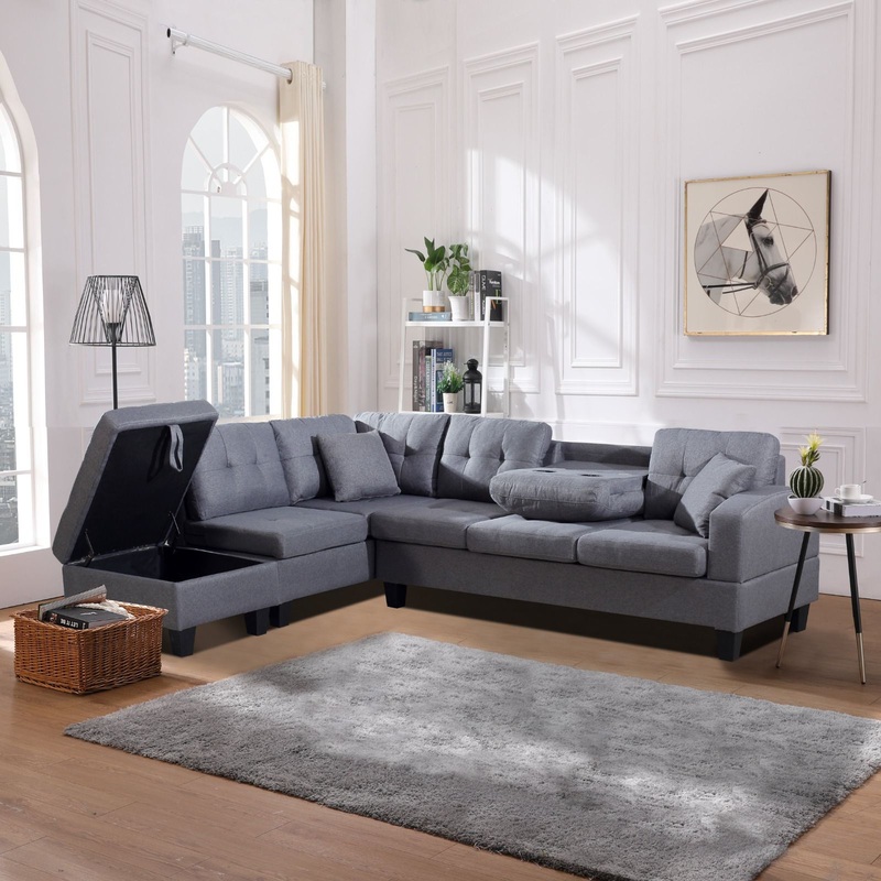 Lana Sectional Reversible + Removable Ottoman w/ Storage