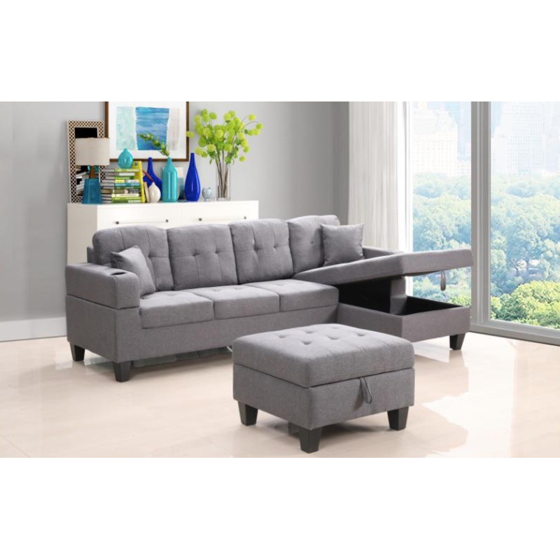 Monroe Sectional|Black|Grey