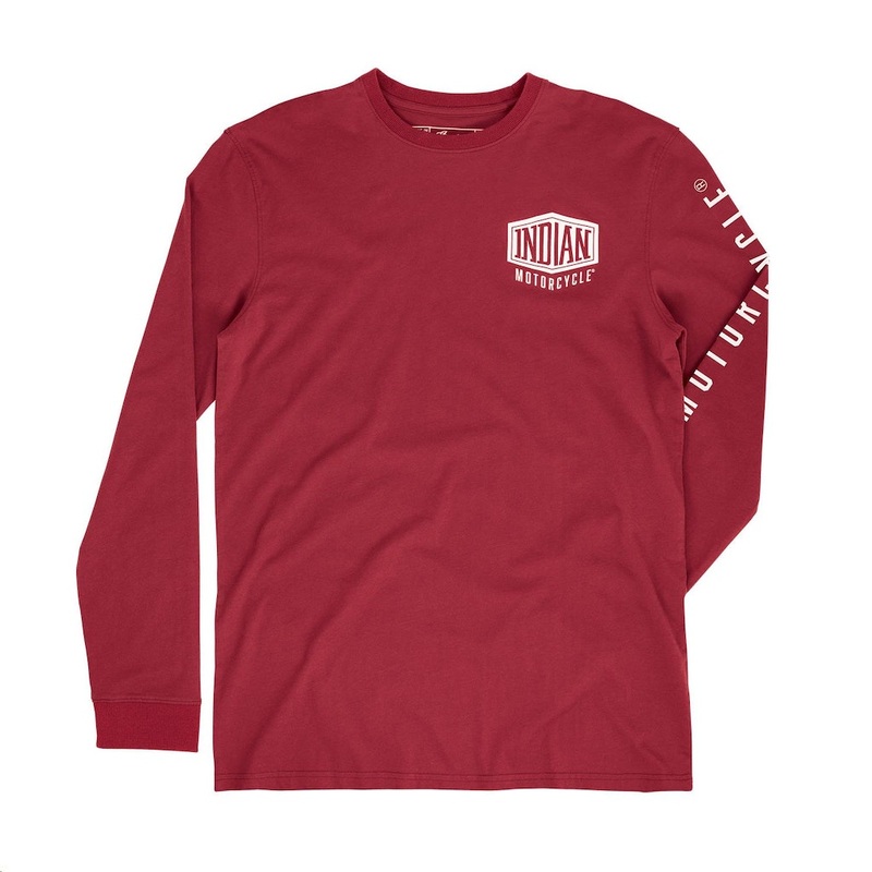MENS LS SHIELD LOGO TEE|RED|SM|MD|LG|XL