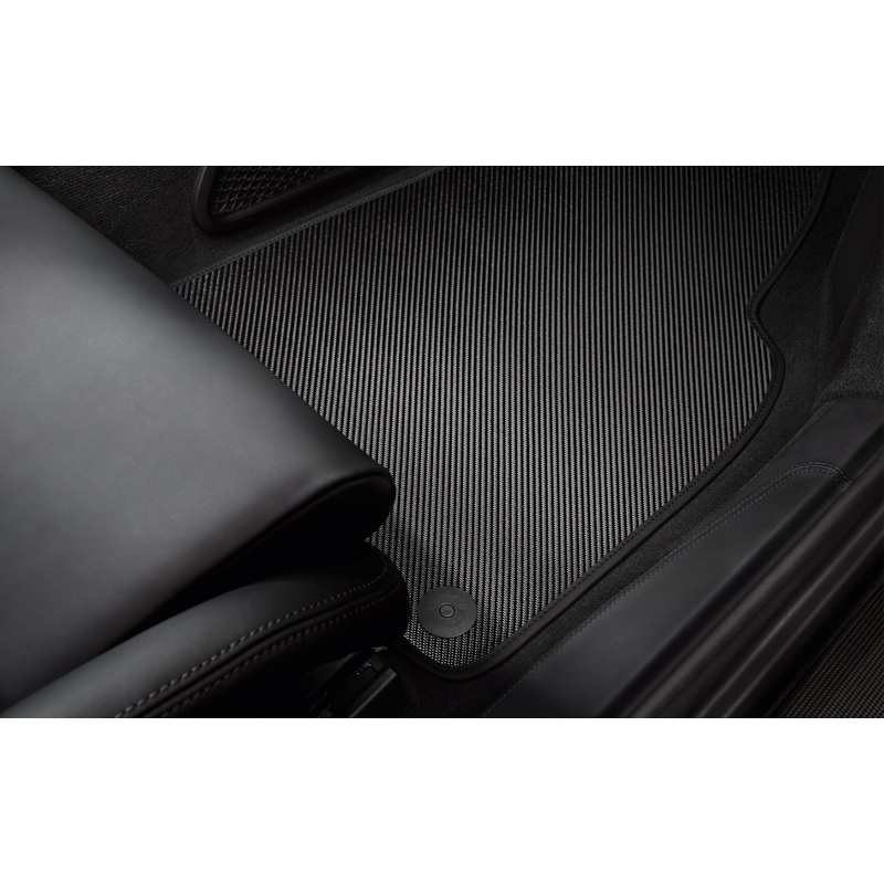 Carbon floor mats with leather edging