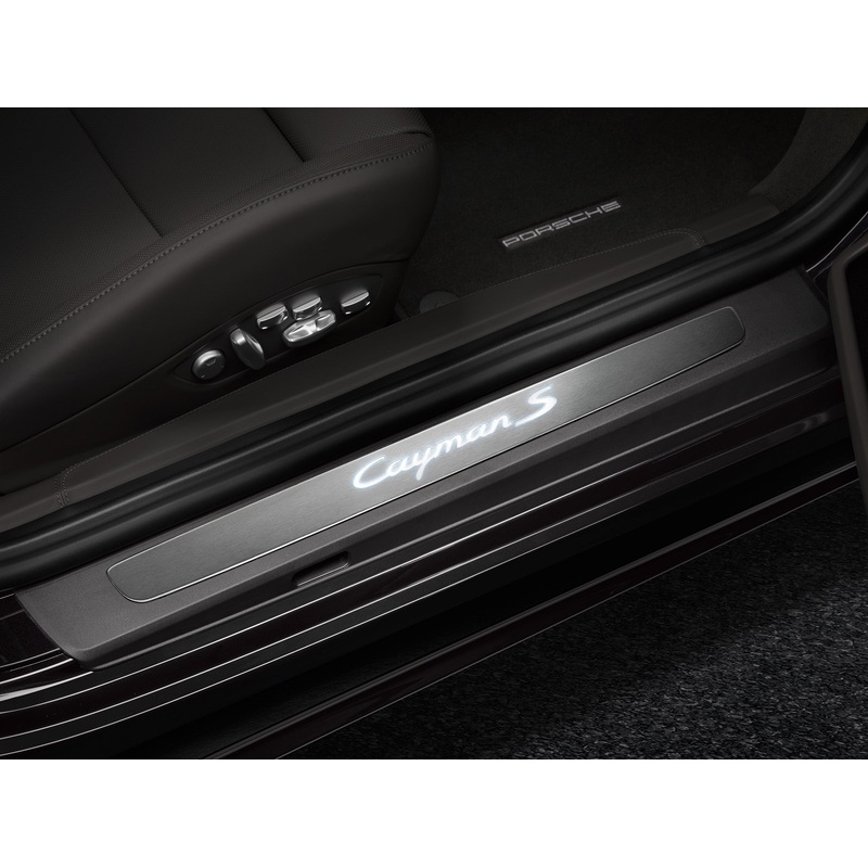 Door entry guards in stainless steel, illuminated