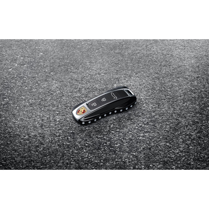 Vehicle key painted in Black (high-gloss), with Swarovski stones