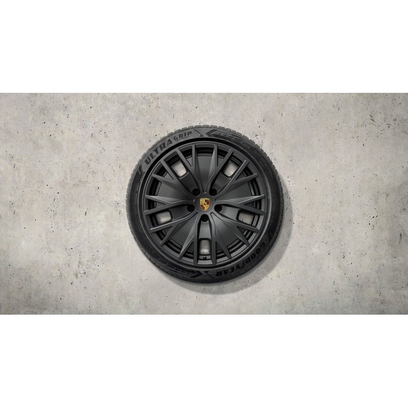 20-inch Taycan Turbo S Aero Design winter wheel-and-tire set, painted in Black (Satin Gloss)