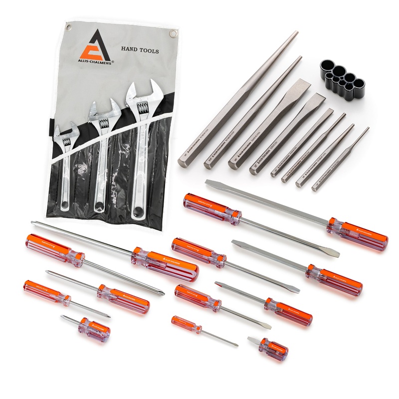 Allis Chalmers Tool Collection–wrenches, punches, chisels and screw drivers