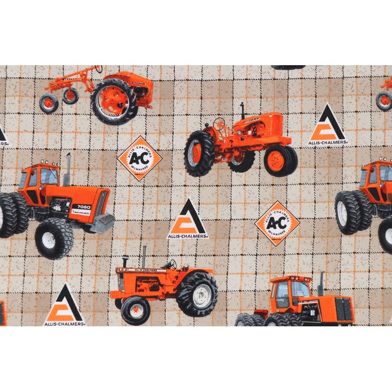 Allis Chalmers Tractor Toss Fabric, Cotton, Tan