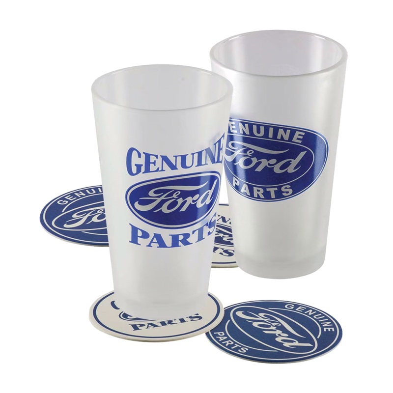 Ford 2-Pk Frosted Pint Glass Set