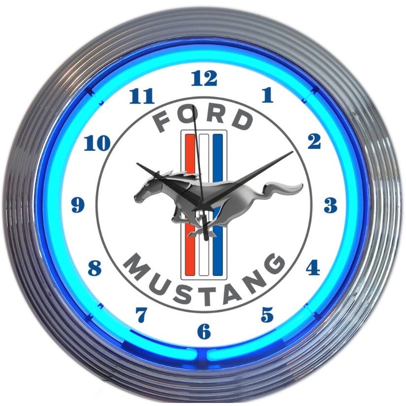 Ford Mustang Blue Neon Clock|Blue