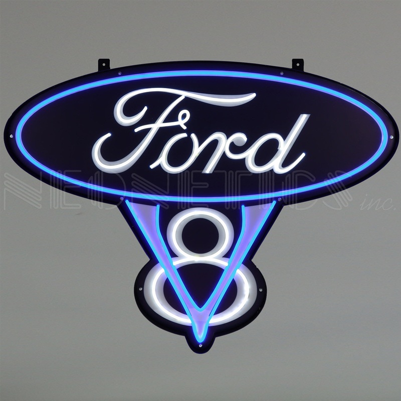 Ford V8 Led Flex-Neon Sign In Steel Can