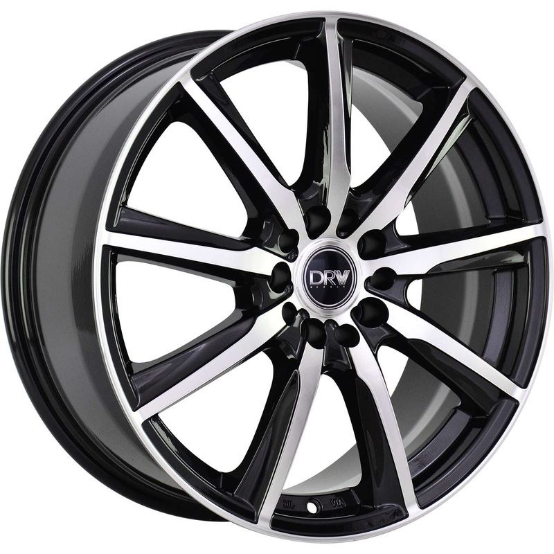 DRW D18 17X7 5X100 / 5X114.3 38mm Gloss Black Machine Face