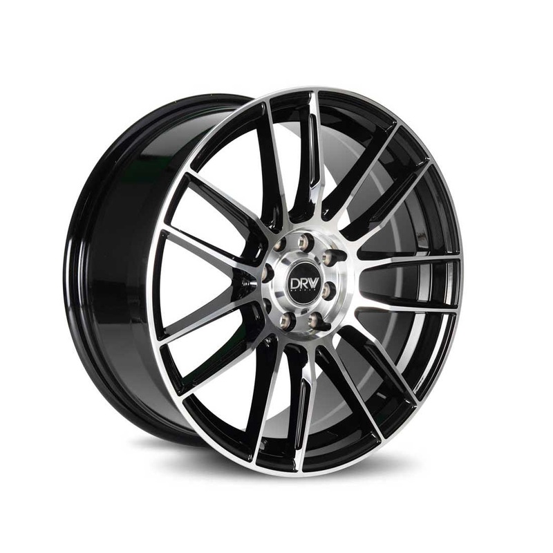 DRW D22 17X7.5 5X108 / 5X114.3 38mm Black Machined Face