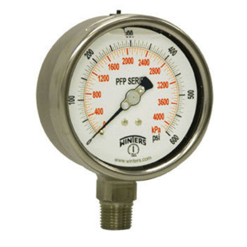 Winters PFP864 Gauge 150 PSI Liquid Filled Stainless Steel 1/4 NPT Bottom