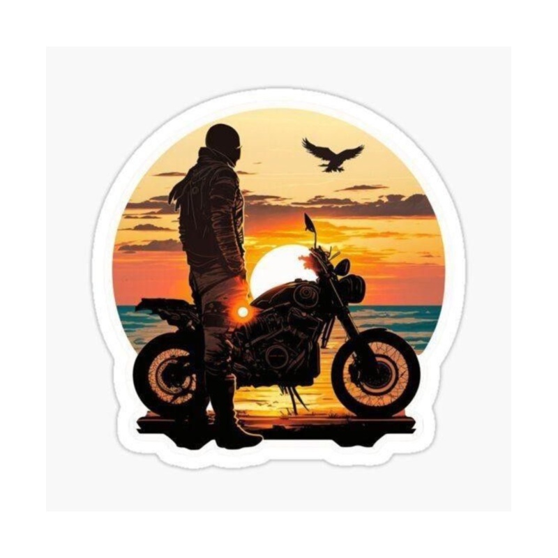 Motorcycle Sun Set Sticker
