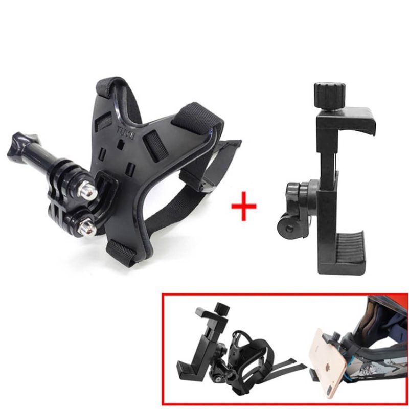 TUYU Motorcycle Helmet Chin Action Camera Mobile Phone Mounting Bracket and Mobile Phone Clip – Black