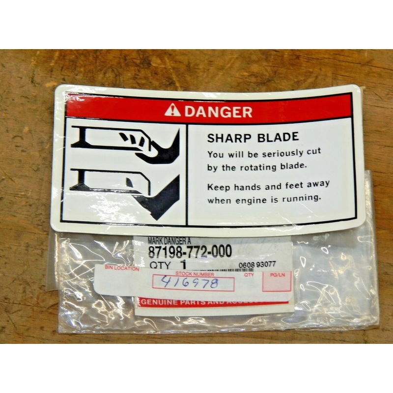 Honda OEM Mark Danger A #87198-772-000- QTY.1-NEW
